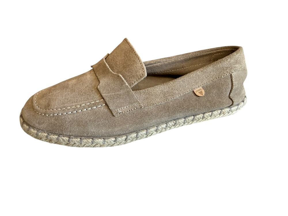 Verbenas of Spain Suede Espadrille Loafers Taupe 38